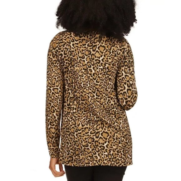 Michael Kors Women Wildcat-Print Boat-Neck Tunic Brown Size XXS MSRP $78 - Picture 2 of 2